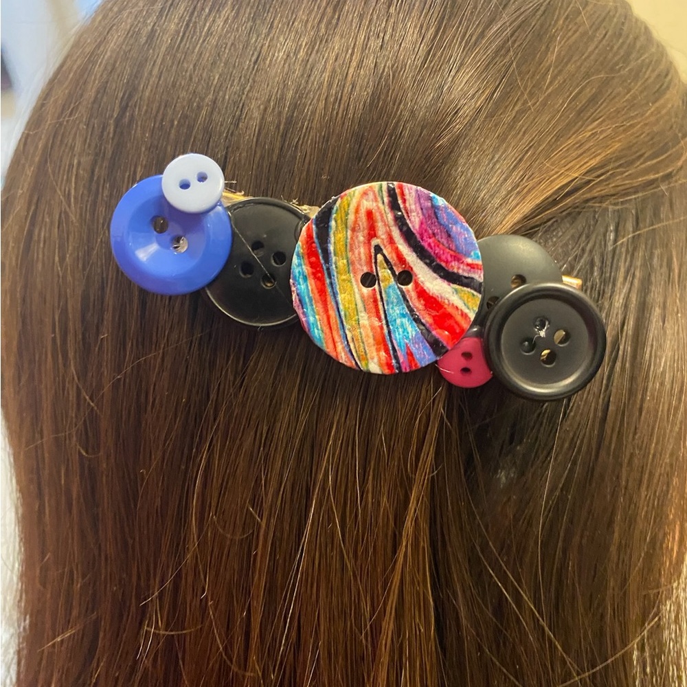 Multi Color Button Hair Clip